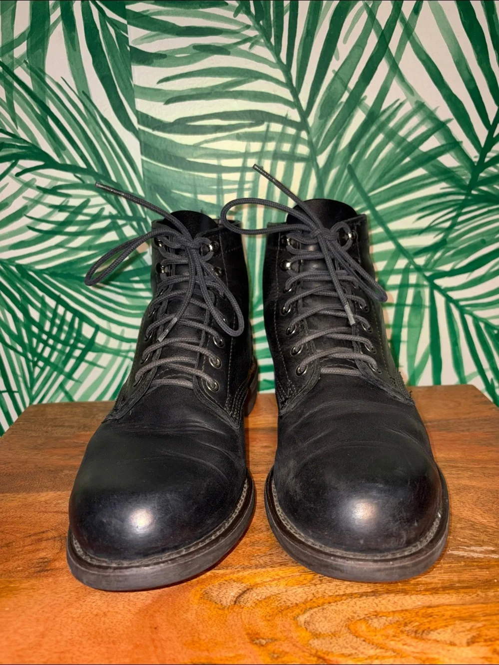 Wolverine Kilometer Black Leather Boots Mens 9.5 M